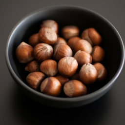 Hazelnut in black ceramic bowl